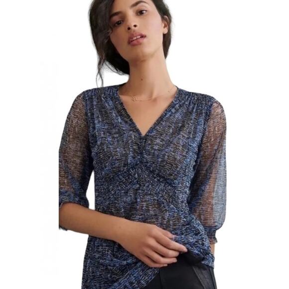 New w/Tags!!  Anthropologie Sheer Smocked Babydoll Top Blouse, Feminine, S - Picture 1 of 13